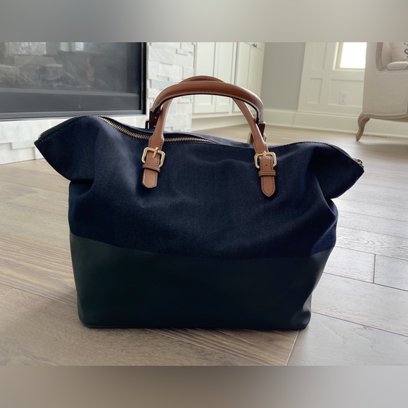 Kate Spade Black and Navy Tote with Brown Handles - Picture 2 of 10